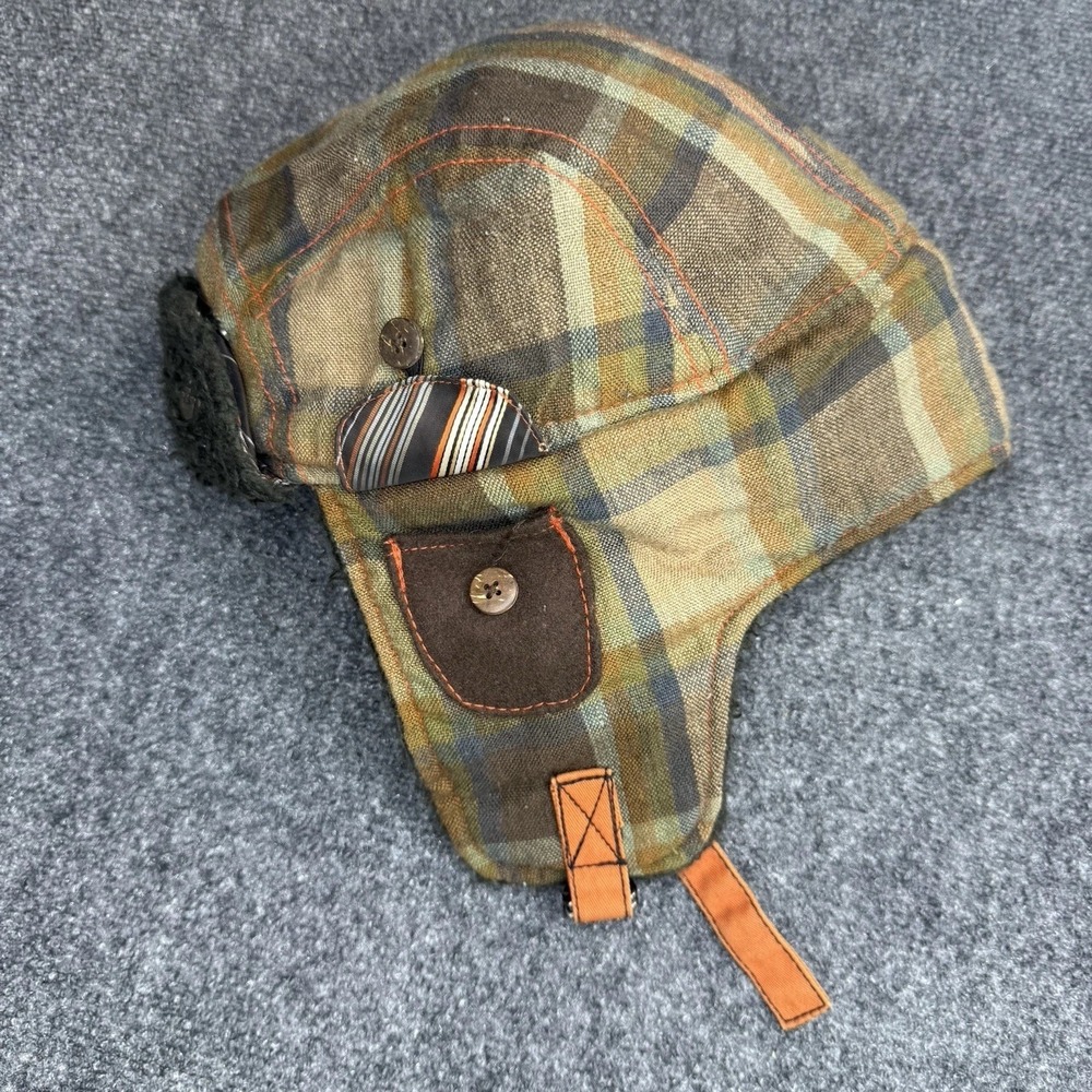 Goorin Bros Plaid Trapper Hat XL Wool Blend Sherpa Ear Flap Brown Green